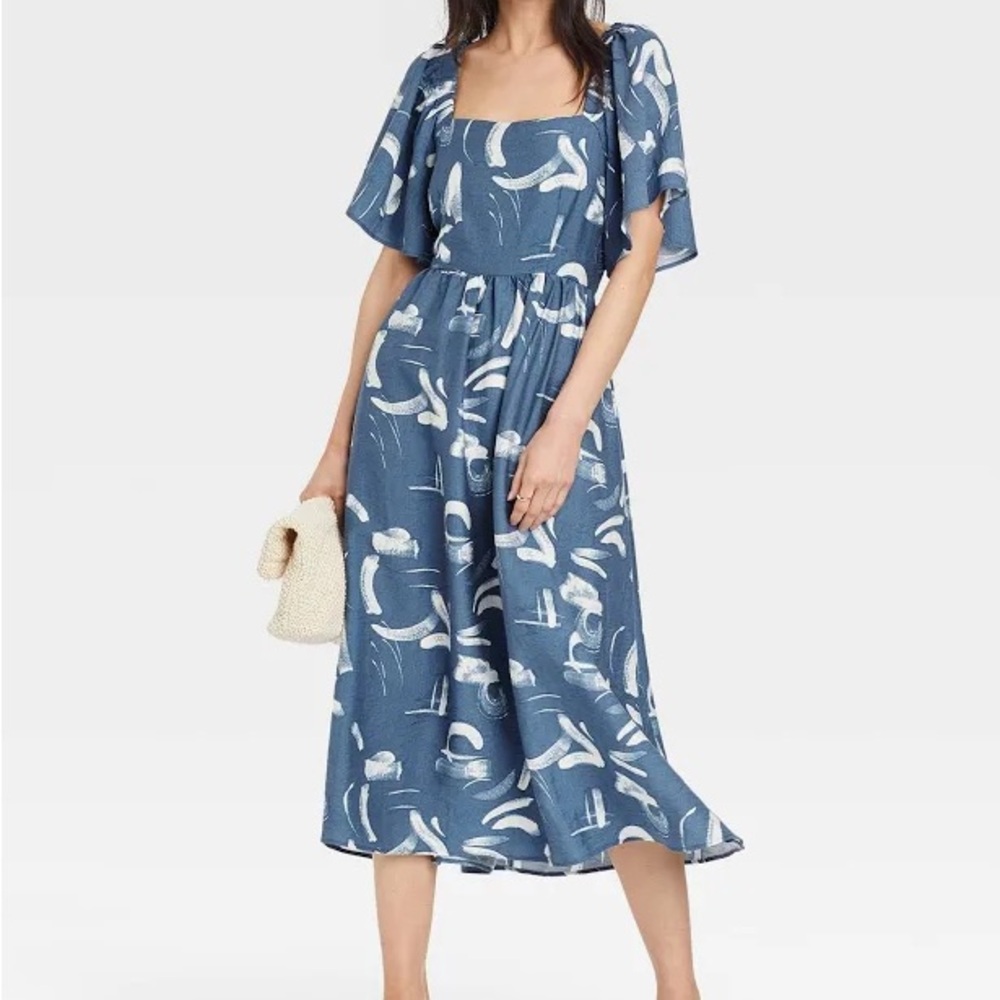A New Day Dresses Flutter Sleeve Tie Back Midi Dress